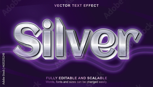 Free vector silver metallic text effect editable steel and iron text style