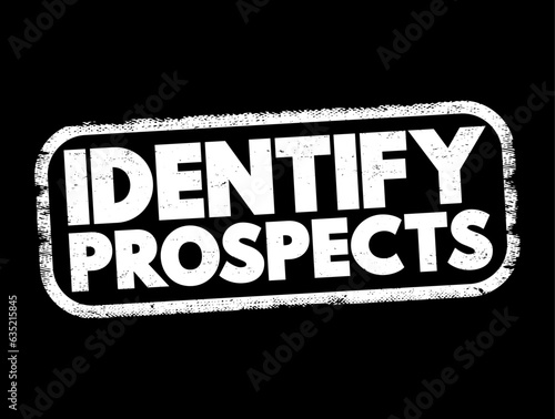 Identify Prospects - searching for potential customers and deciding whether they have the ability and desire to make a purchase, text concept stamp