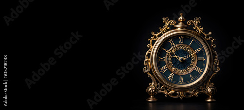 Vintage clock isolated on black