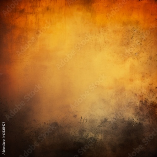 abstract orange vintage grungy background or dark paper with bright center spotlight and subtle vignette border frame. AI generative. © W&S Stock