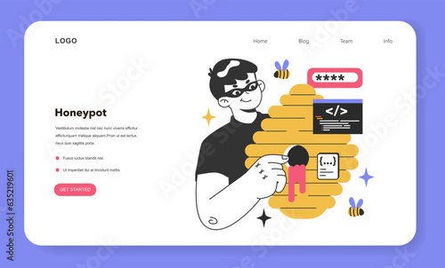 Honeypot web banner or landing page. Computer security mechanism