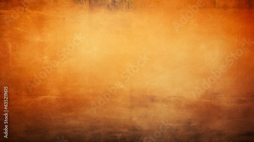 abstract orange vintage grungy background or dark paper with bright center spotlight and subtle vignette border frame. AI generative. © W&S Stock