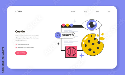 Cookie technology web banner or landing page. Web browser session