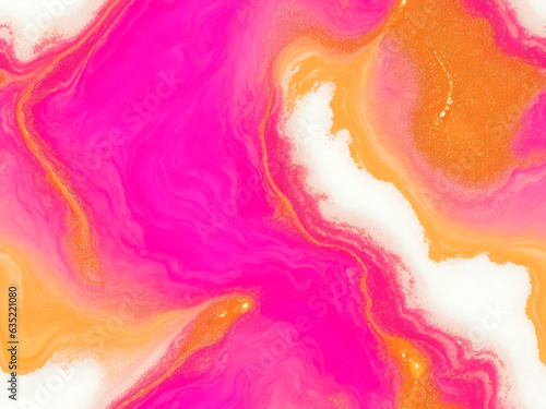 Seamless pink and golden glitters fluid pattern. Generative AI