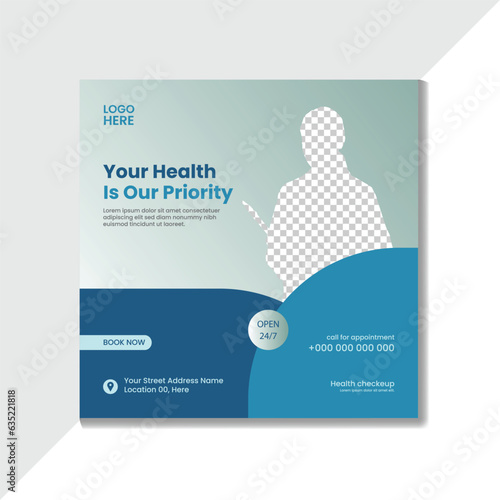 Set of Corporate Medical Healthcare Service For Social Media Post Vector Design