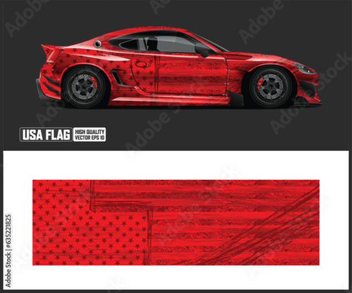 Racing car wrap design vector. Graphic abstract stripe racing background kit designs for wrap vehicle  race car  rally  adventure