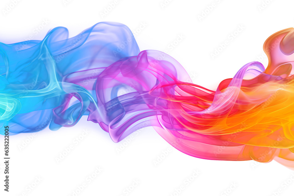 Colorful rainbow fire flame smoke cloud texture isolated on transparent background. Generative AI