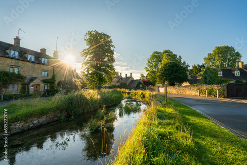 Lower Slaughter village with river eye canal in Cotswold. England