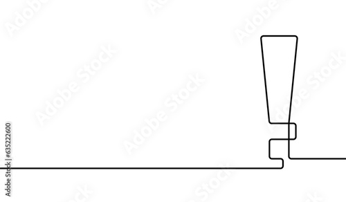 Exclamation mark continuous one line. Hand drawn black attention marks isolated on white background. Hands drawing graphic element important point. Idea symbol for design prints. Vector illustration