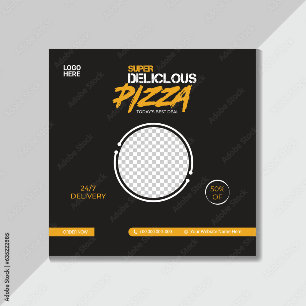 Fast food pizza social media promotion and instagram post banner food advertisement template design