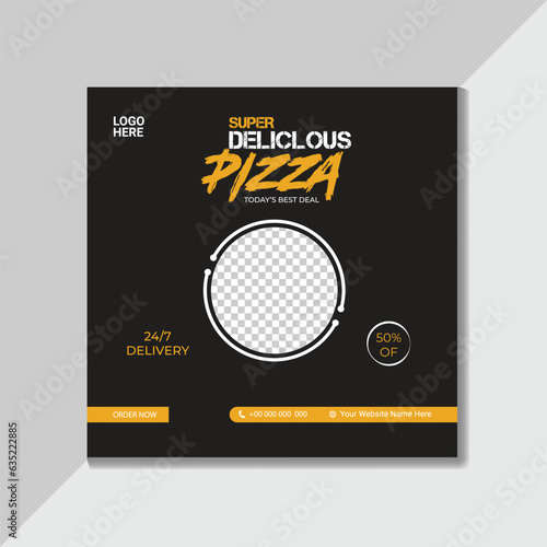 Fast food pizza social media promotion and instagram post banner food advertisement template design