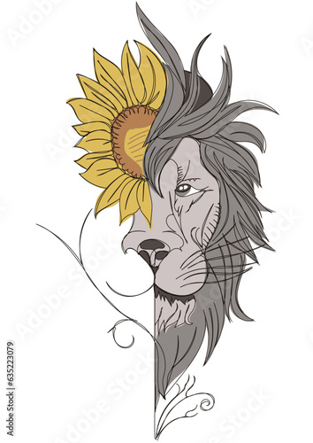 Unreal Lion with Sunflower