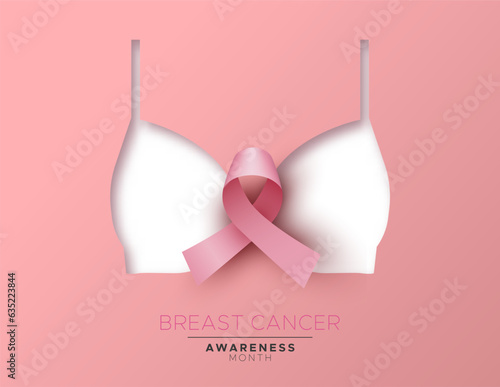 Breast Cancer awareness paper cut pink bra card