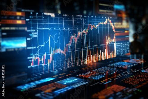 Data rich financial charts convey analytics, shaping informed decisions within the business landscape Generative AI