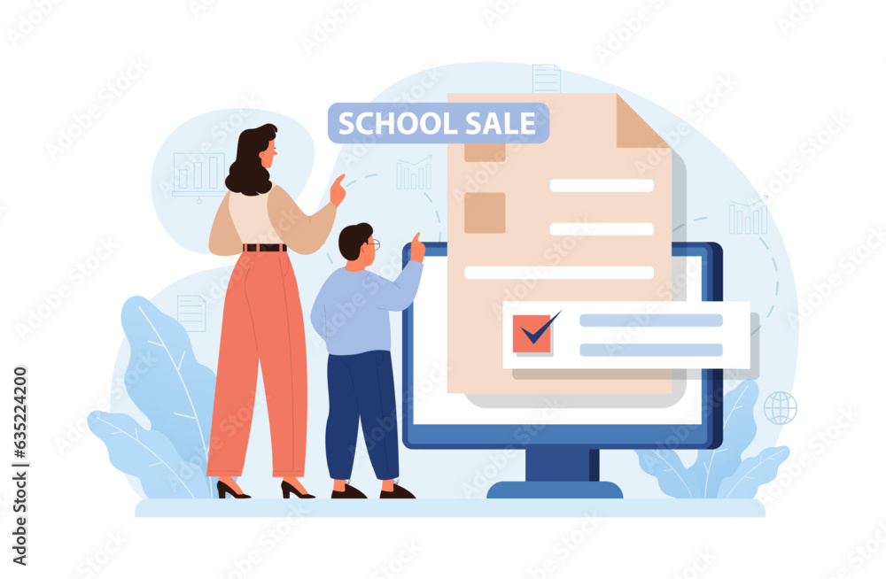 School preparation. School kids with parents prepare for studying. School preparation. School kids with parents prepare for studying.