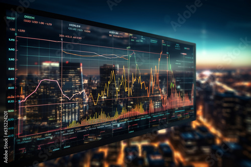 Visual representation of financial data showcased on screen graph, illuminating economic metrics Generative AI