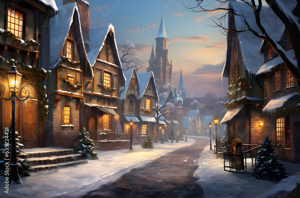 Holiday Seasonal Wallpaper of Dreamy Christmas Town