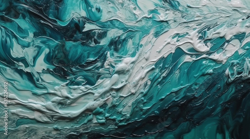 The texture of oil paints of the color of the sea wave.
