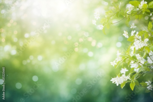 blurred spring or summer season abstract nature background with lots of bokeh and a bright center spotlight. ai generative. © W&S Stock