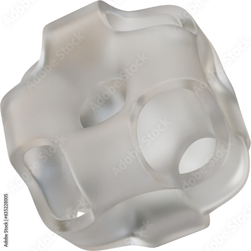 Abstract Geometric Shape: Frosted Glass 3D Render with Modern Elegance