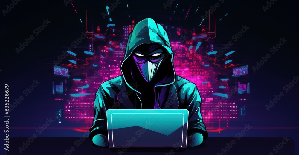 solo hacker exploiting a network vulnerability,vibrant vector illustration solo hacker exploiting a network vulnerability,vibrant vector illustration