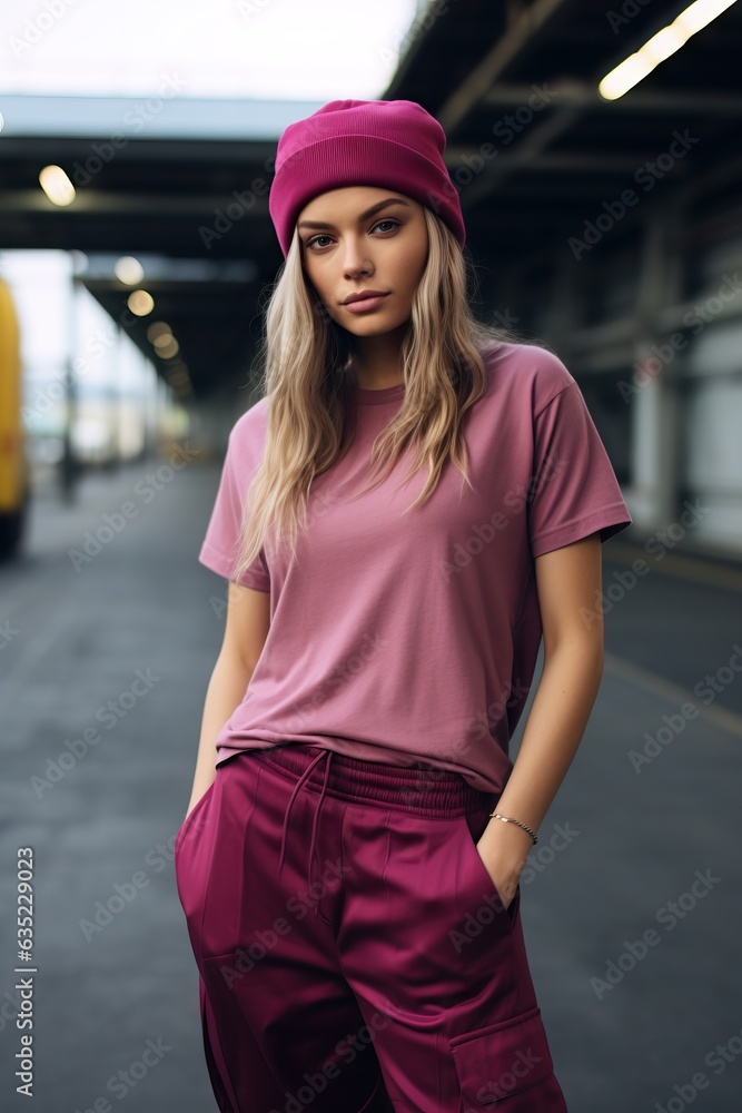 the little black dress lady is wearing pink cargo pants and a pink hat the little black dress lady is wearing pink cargo pants and a pink hat