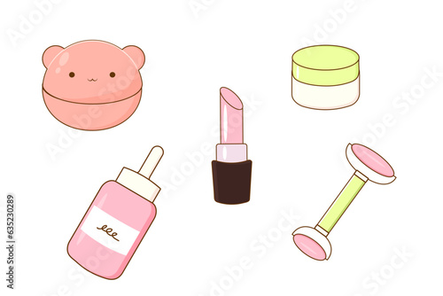 clipart korean cosmetics cute. Vector illustration isolated