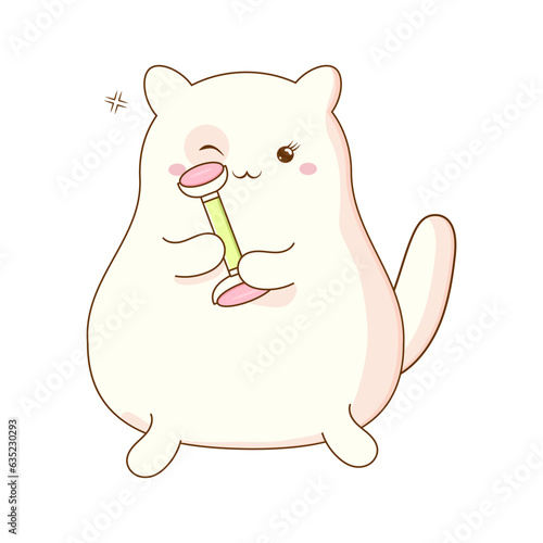 Korean cosmetics cute cat facial massager . Vector