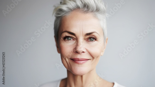 beautiful 50s mid aged mature woman lookin at camera