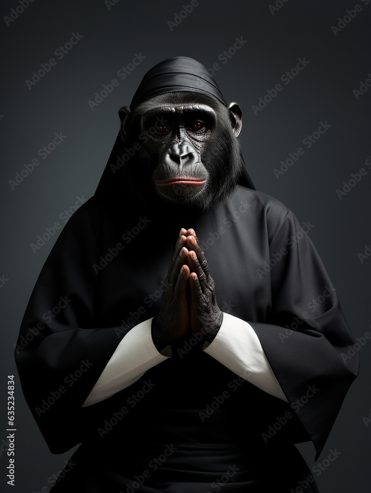 An Anthropomorphic Gorilla Dressed Up as a Nun An Anthropomorphic Gorilla Dressed Up as a Nun