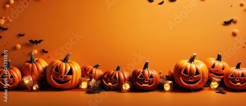 Halloween scene orange background. Generated by ai