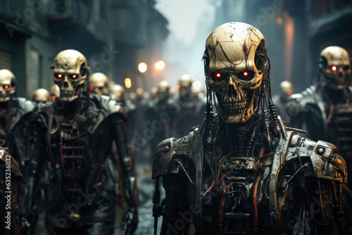 An army of evil robots in a post apocalyptic world.