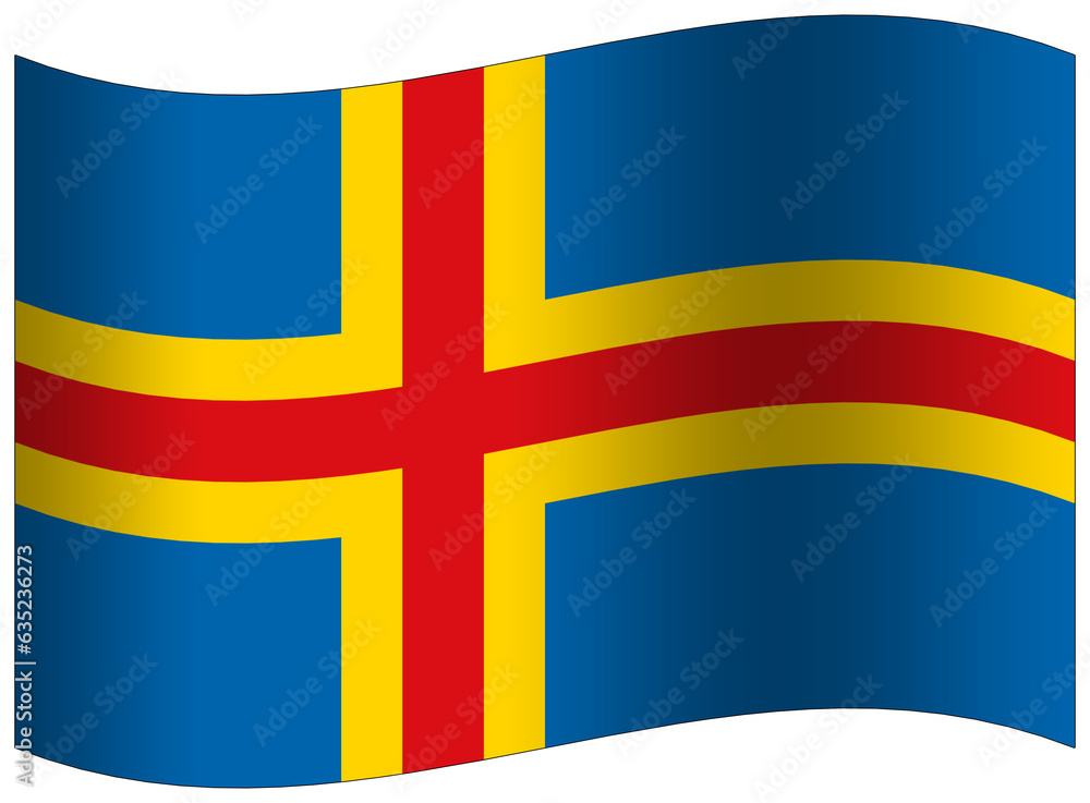 Aland Islands flag waving 3D icon Aland Islands flag waving 3D icon