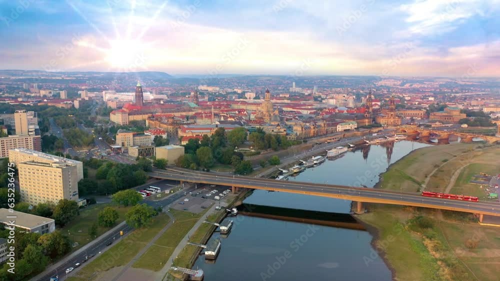 Dresden aerial skyline view dresden germany old town frauenkirche church cathedral downtown view. Dresden aerial skyline view dresden germany old town frauenkirche church cathedral downtown view.