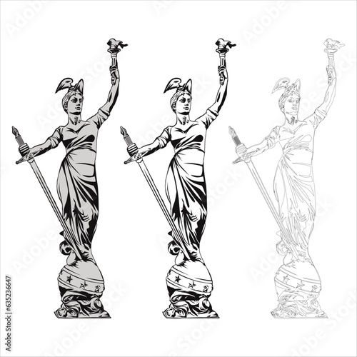 Sailors Monument vector. soldier and sailor statue logo illustration line outline.