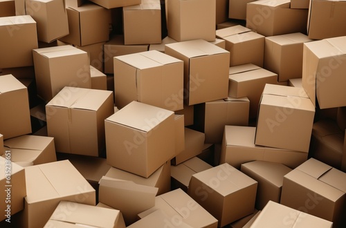 a group of boxes is piled together