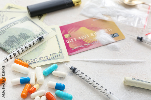 Drugs, syringes, credit car...