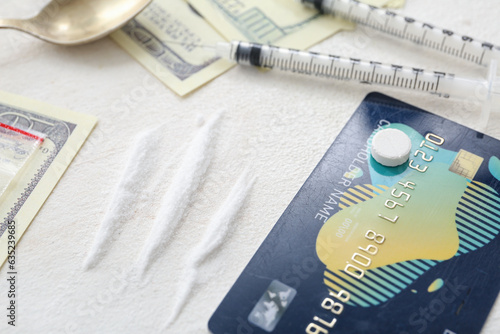 Drugs lines, syringes, cred...