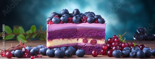 Blueberry cake with blur background photo