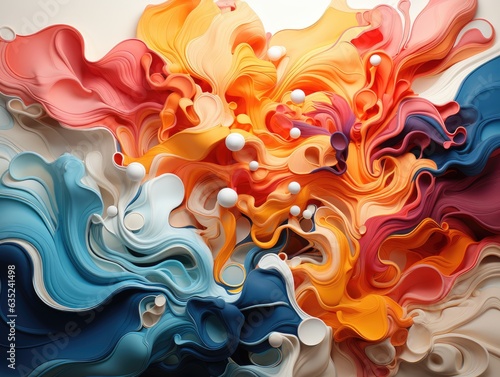Illustration of an abstract painting with vibrant colors and dynamic shapes. Generative AI