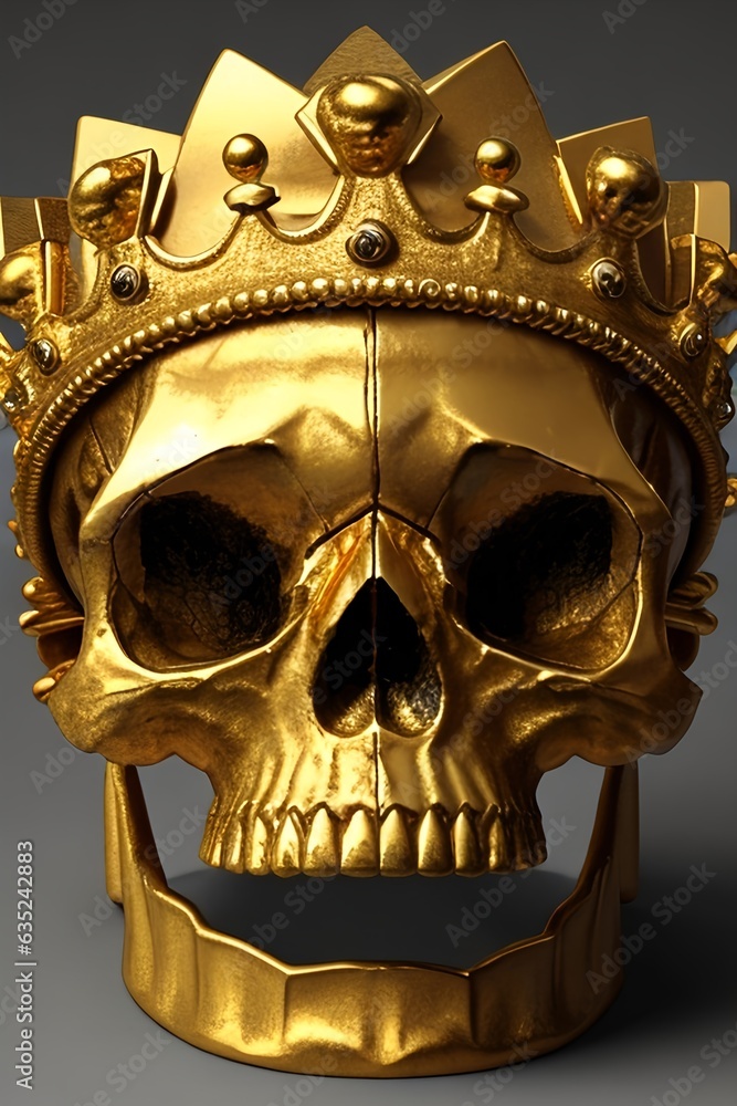 golden skull with a crown golden skull with a crown