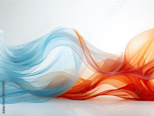 Illustration of an abstract blue and orange wave in motion. Generative AI