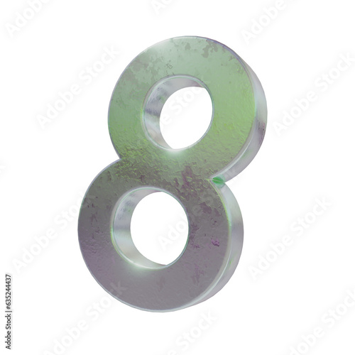  Chrome, steel, silver metal number isolated on transparent background