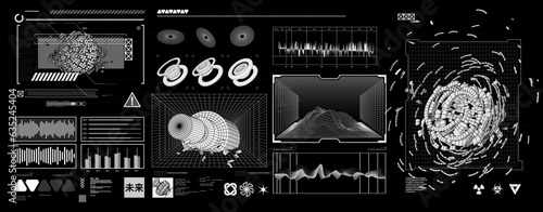 Abstract futuristic shape element HUD, GUI, Science fiction, cyberpunk, retrofuturism, concept, vaporwave abstract element.