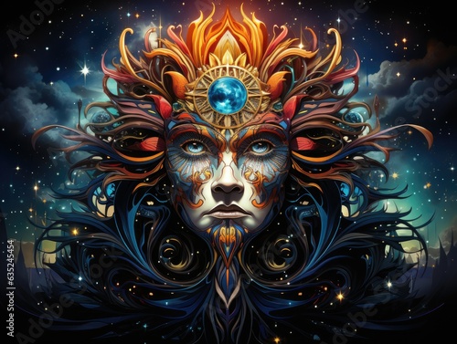 Wallpaper Mural Illustration of a woman's face with a captivating blue eye in a mesmerizing painting. Generative AI Torontodigital.ca