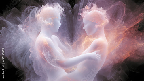 Obraz na plátně 2 ethereal spirit soulmate entities in an embrace