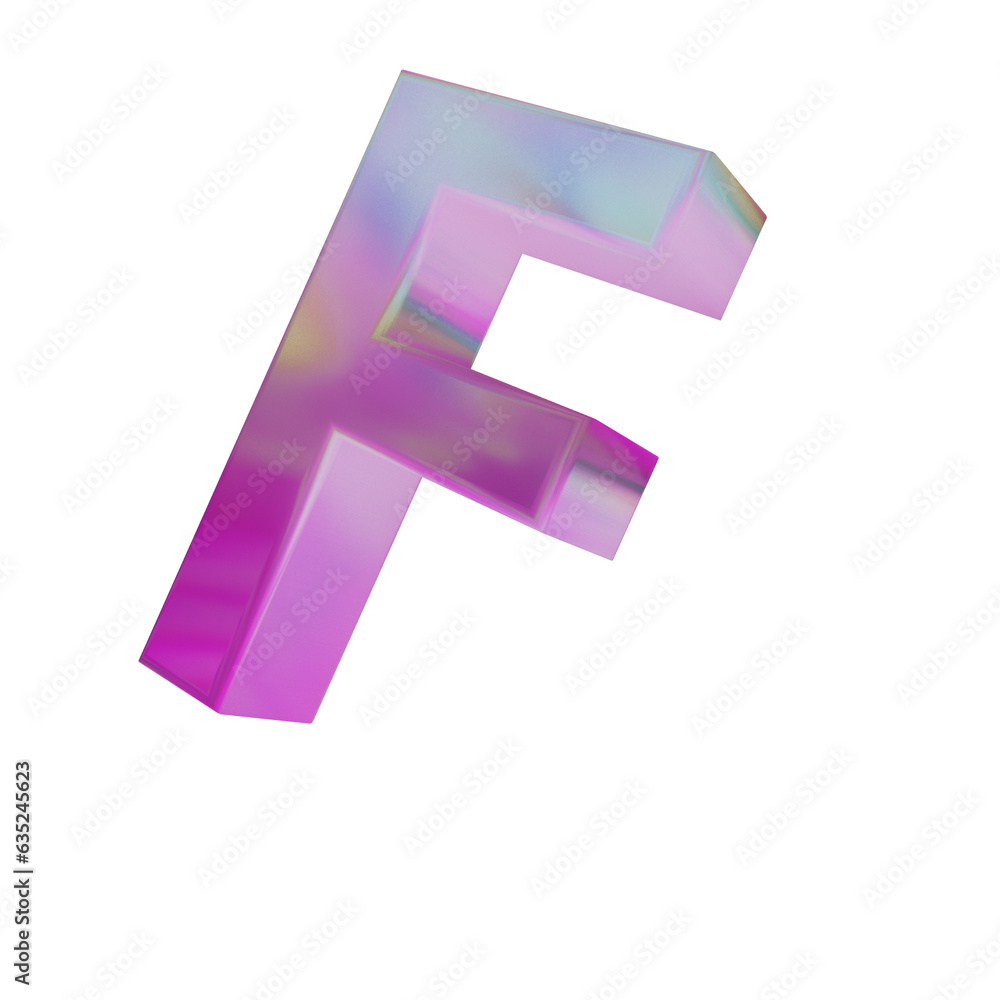 Pink rainbow 3d glass Letter with dispersion, colorful holographic Alphabet Pink rainbow 3d glass Letter with dispersion, colorful holographic Alphabet