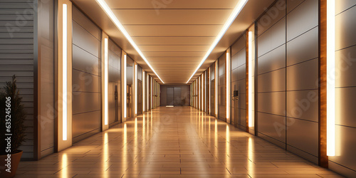 Modern Interior corridors. Empty hall in futuristic style interior. 3d render illustration style. 
