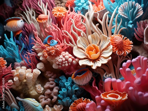 Illustration of fake coral close-up. Generative AI