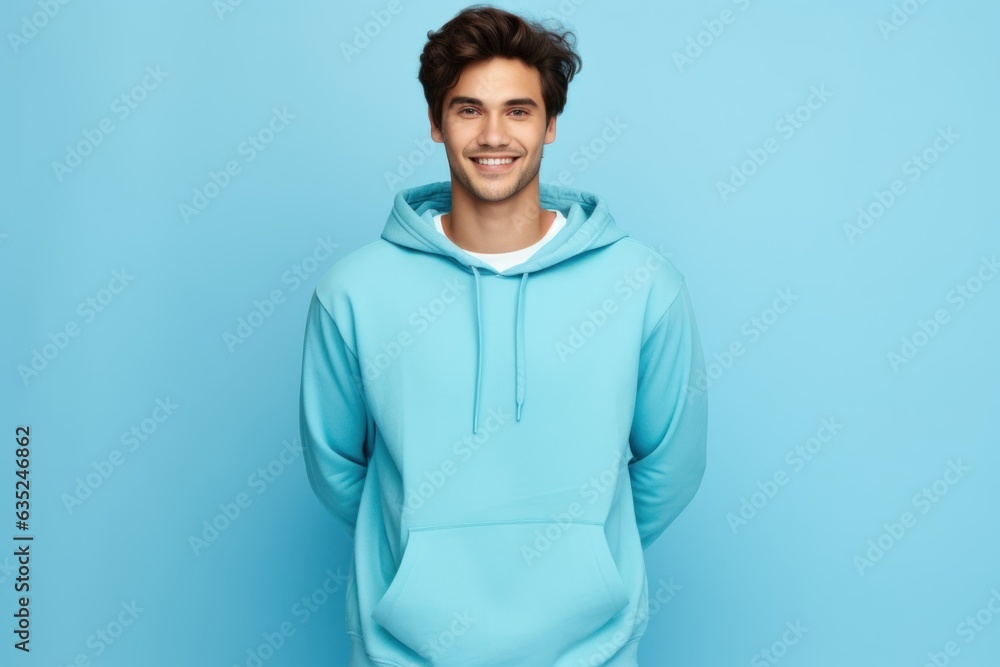 Portrait of a young fictional man smiling. Isolated on a plain colored background. Generative AI. Portrait of a young fictional man smiling. Isolated on a plain colored background. Generative AI.